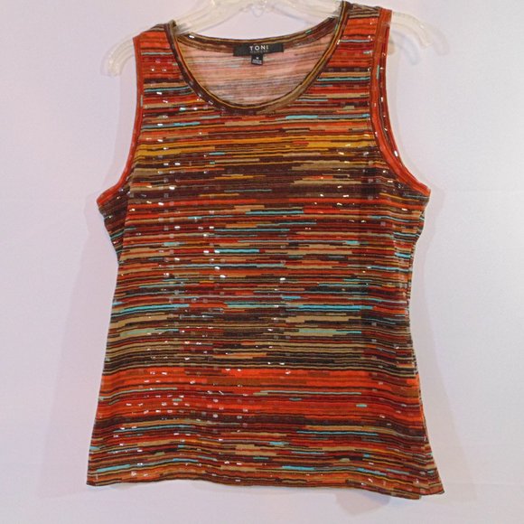 Toni Morgan Tops - Toni Morgan Multi Color Sleeveless Polyester/Spandex Stretch Top sz M Medium